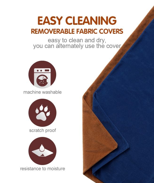 Pet Heating Pad Dog Cat Electric Heated Mat Puppy Heater Blanket Heat Bed Waterproof Cover 65x40cm Brown