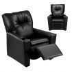 Kidbot Kids Recliner Sofa Armchair Children Lounge Chair PU Soft Couch w/Cup Holder -Black