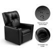 Kidbot Kids Recliner Sofa Armchair Children Lounge Chair PU Soft Couch w/Cup Holder -Black
