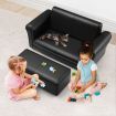 Kidbot Kids 2 Seater Sofa Couch Armchair Children Lounge Chair Double w/Footstool - Black