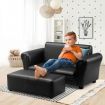 Kidbot Kids 2 Seater Sofa Couch Armchair Children Lounge Chair Double w/Footstool - Black