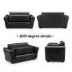 Kidbot Kids 2 Seater Sofa Couch Armchair Children Lounge Chair Double w/Footstool - Black