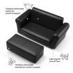 Kidbot Kids 2 Seater Sofa Couch Armchair Children Lounge Chair Double w/Footstool - Black