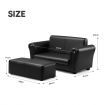 Kidbot Kids 2 Seater Sofa Couch Armchair Children Lounge Chair Double w/Footstool - Black