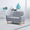 Kidbot Kids Sofa Armchair Children Lounge Chair Linen Fabric Tufted Soft Couch Double