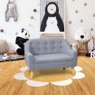 Kidbot Kids Sofa Armchair Children Lounge Chair Linen Fabric Tufted Soft Couch Double