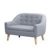 Kidbot Kids Sofa Armchair Children Lounge Chair Linen Fabric Tufted Soft Couch Double