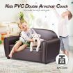 Kidbot Kids Toddler 2 Seater Sofa Children Couch Lounge Chair PVC Leather Armchair Double w/Storage Space