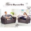 Kidbot Kids Toddler 2 Seater Sofa Children Couch Lounge Chair PVC Leather Armchair Double w/Storage Space