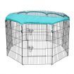 Cat Enclosure Dog Pet Playpen Fence Rabbit Cage Ferret Fencing Puppy Pen Duck Exercise Outdoor Indoor Foldable Portable Green Fabric Cover 8 Panels 63x91cm 36 Inch