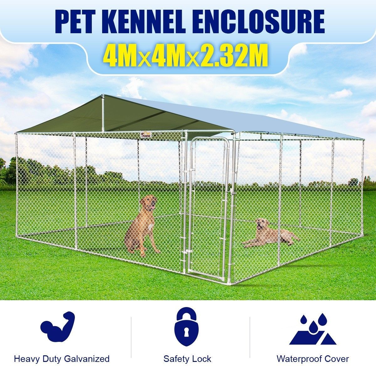 Dog Kennel Run Puppy Pet Chicken Duck Enclosure Doggy Playpen Animal Fencing Rabbit Fence Outdoor Cage 4mx4m