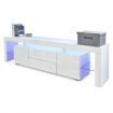 200cm TV Stand Cabinet LED Entertainment Unit Wood Storage Furniture w/2 Drawers & 2 Doors - White
