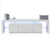 200cm TV Stand Cabinet LED Entertainment Unit Wood Storage Furniture w/2 Drawers & 2 Doors - White