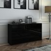 Modern 6 Drawer Chest Dresser High Gloss Storage Cabinet Wood Bedroom Furniture - Black