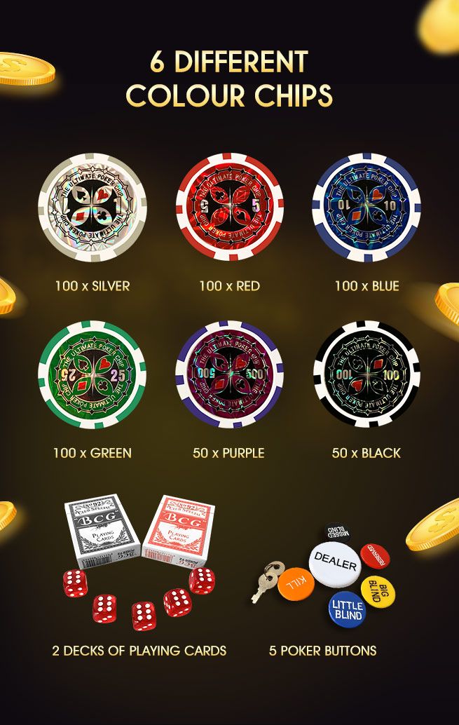 500 Holographic Butterfly Chips Professional Poker Card Game Play Set Casino Dice Aluminium Case