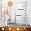2-in-1 Electric Heated Towel Rail Bathroom 10 Bars Rack Warmer Free Standing Wall Mount