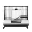 Rabbit Hutch Cat Cage Pet Ferret Bunny House Small Animal Crate Guinea Pig Indoor Outdoor Metal on Wheels