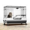 Rabbit Hutch Cat Cage Pet Ferret Bunny House Small Animal Crate Guinea Pig Indoor Outdoor Metal on Wheels