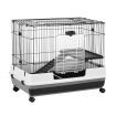Rabbit Hutch Cat Cage Pet Ferret Bunny House Small Animal Crate Guinea Pig Indoor Outdoor Metal on Wheels