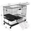 Rabbit Hutch Cat Cage Pet Ferret Bunny House Small Animal Crate Guinea Pig Indoor Outdoor Metal on Wheels
