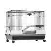 Rabbit Hutch Cat Cage Pet Ferret Bunny House Small Animal Crate Guinea Pig Indoor Outdoor Metal on Wheels