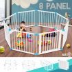White Wooden Baby/Pet Playpen 8 Panels Lockable Door Adjustable Shape