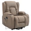 Electric Massage Chair Linen Fabric Recliner Sofa Lift Motor Swivel Armchair 8 Point Heating Seat