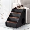 Wooden 4 Steps Dog Cat Stairs Pet Ramp Folding Doggy Ladder W/ Hideaway Space