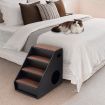Wooden 4 Steps Dog Cat Stairs Pet Ramp Folding Doggy Ladder W/ Hideaway Space