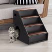 Wooden 4 Steps Dog Cat Stairs Pet Ramp Folding Doggy Ladder W/ Hideaway Space