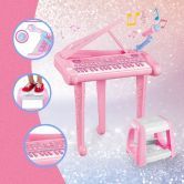 37 Key Kids Electronic Keyboard Piano Organ Musical Toy w/Microphone & Stool