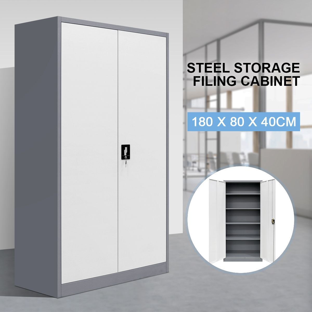 Lockable Filing Cabinet Office Furniture Document Storage with Adjustable Shelves