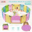 ABST 16 Sided Panel Kids Baby Playpen Interactive Baby Room Foldable Safety Gates Bear Design