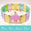 ABST 16 Sided Panel Kids Baby Playpen Interactive Baby Room Foldable Safety Gates Bear Design