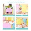 ABST 16 Sided Panel Kids Baby Playpen Interactive Baby Room Foldable Safety Gates Bear Design