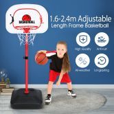 2.4m Large Kids Portable Basketball Hoop Stand System Set Adjustable Height Net Ring Ball