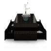 New Modern Black Coffee Table 4-Drawer Storage Shelf High Gloss Wood Living Room Furniture