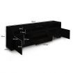 180cm Modern Wooden TV Unit Side Cabinet RGB LED High Gloss Front-Black