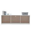 200cm Modern Wooden TV Unit Side Cabinet RGB LED High Gloss Front-White