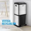 34L Rubbish Bin Pedal Dustbin Kitchen Waste Garbage Trash Can Household Stepbin Dual Two Layer Press Top