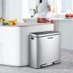 60L Rubbish Bin Dual Compartment Dustbin Pedal Recycling Trashcan Kitchen Waste Garbage Stainless Steel