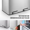 60L Rubbish Bin Dual Compartment Dustbin Pedal Recycling Trashcan Kitchen Waste Garbage Stainless Steel