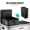 60L Rubbish Bin Dual Compartment Dustbin Pedal Recycling Trashcan Kitchen Waste Garbage Stainless Steel