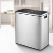 60L Rubbish Bin Dual Compartment Dustbin Pedal Recycling Trashcan Kitchen Waste Garbage Stainless Steel