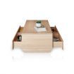 Modern Coffee Table Oak Finish 4 Drawers 4 Shelves