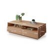 Modern Coffee Table Oak Finish 4 Drawers 4 Shelves
