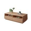 Modern Coffee Table Oak Finish 4 Drawers 4 Shelves