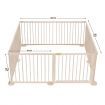 8 Panel Wooden Kids Playpen Foldable Removable - Burlywood