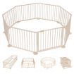 8 Panel Wooden Kids Playpen Foldable Removable - Burlywood