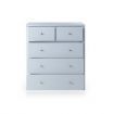 Modern White Tallboy Chest of Drawers Dresser w/3 Large & 2 Half Storage Drawers